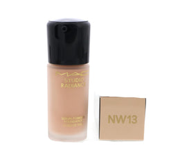 MAC Studio Radiance Foundation swatch on skin displaying buildable coverage and glow.