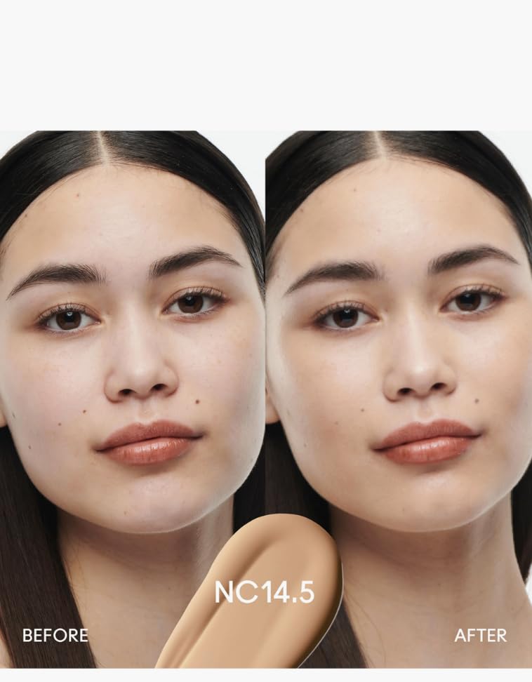 MAC Studio Radiance Serum-Powered Foundation texture-swatches demonstrate pore-blurring effects