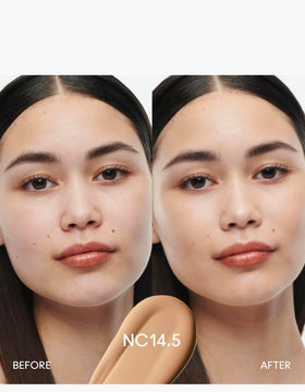 MAC Studio Radiance Serum-Powered Foundation texture-swatches demonstrate pore-blurring effects