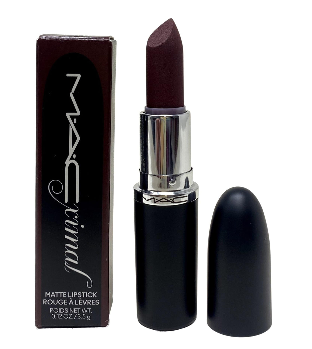 MAC Ximal Matte Lipstick 692 Mixed Media Matte outer pack shows creamy color for easy wear.