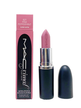 MAC Ximal Sleek Satin Lipstick 821 Pink Peppermint swatch showing pigment-rich color
