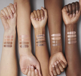 MAC Ximal Sleek Satin Lipstick Fleshpot closeup reveals creamy texture.