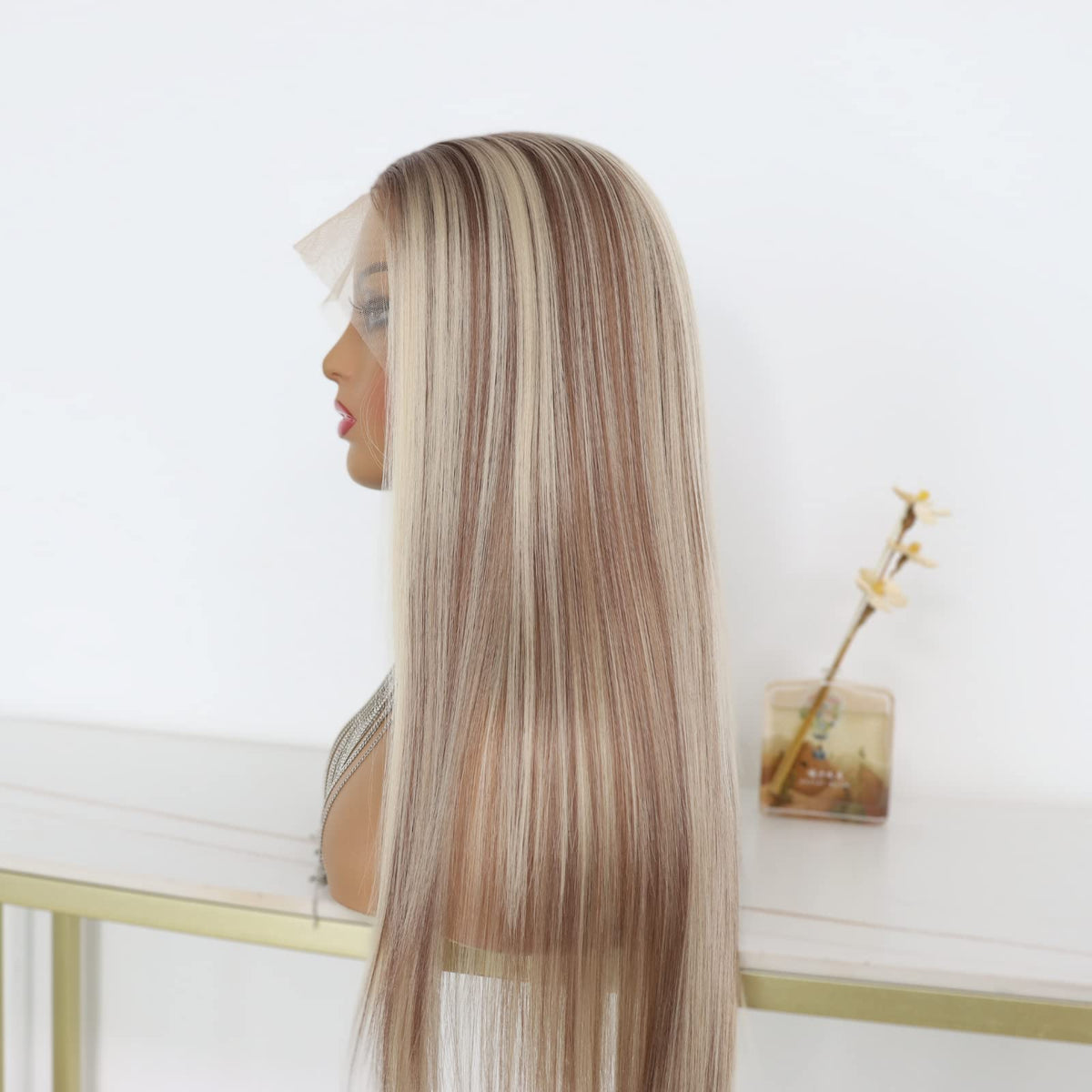 MACA BAKA platinum ash brown blend wig with balayage look