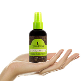 Macadamia Natural Oil Spray on finished hair with silky shine.