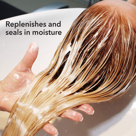 Texture detail emphasizes silky feel and nourishment for coarser hair.