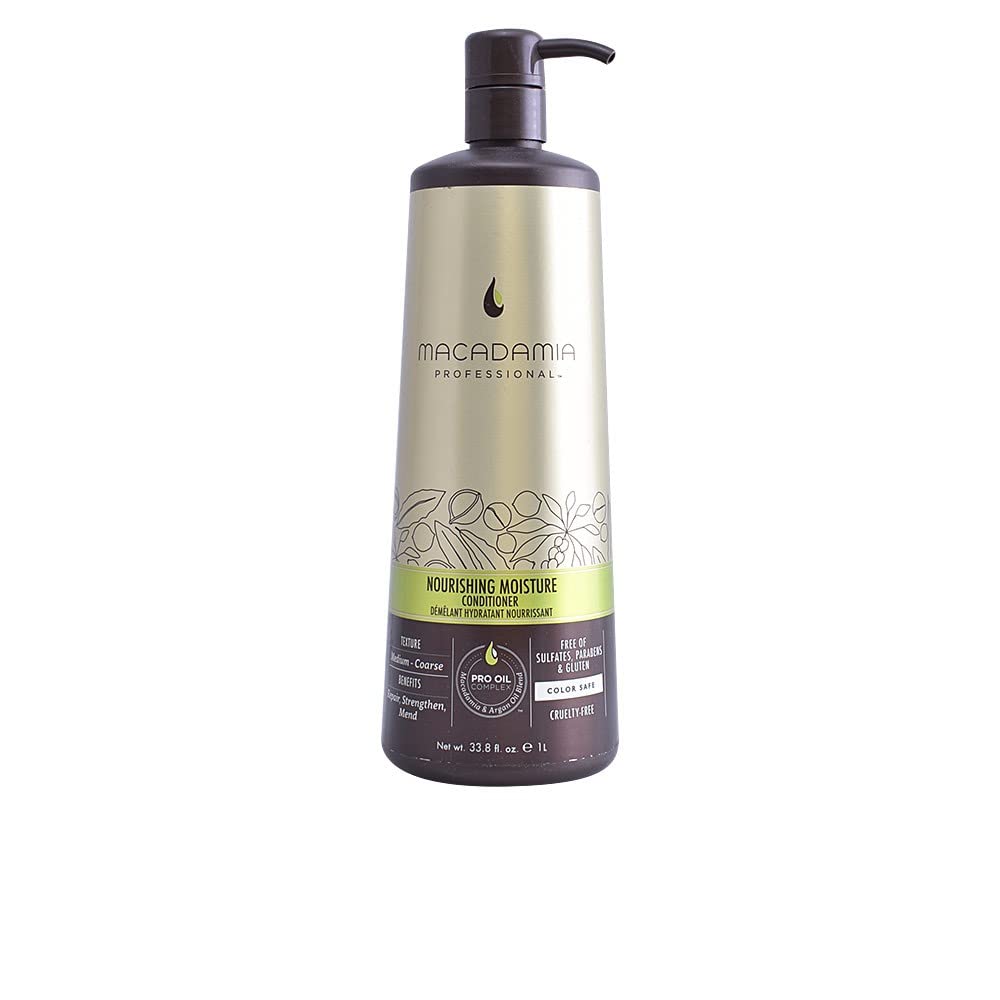 Macadamia Professional Nourishing Moisture bottle demonstrates hydrating conditioner for dry, brittle hair
