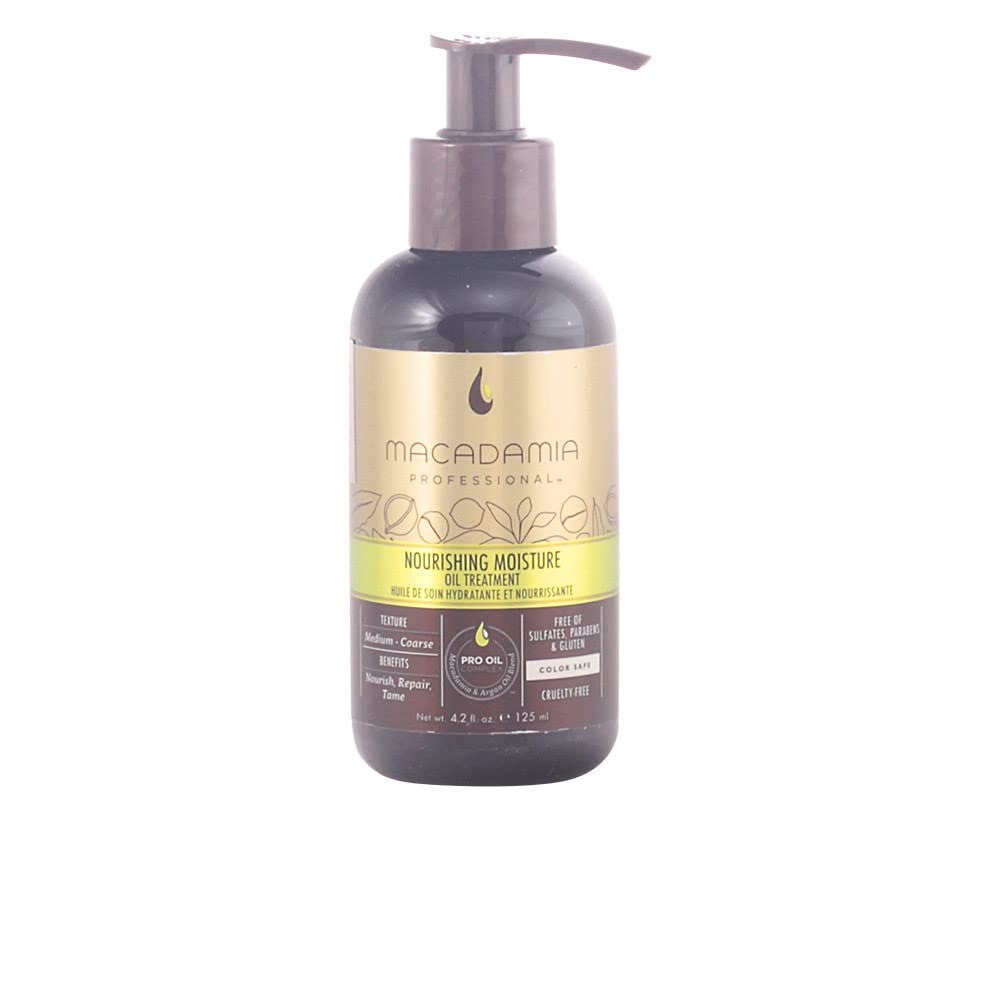 Macadamia Professional Nourishing Repair Oil Treatment bottle pouring for frizz control and color protection