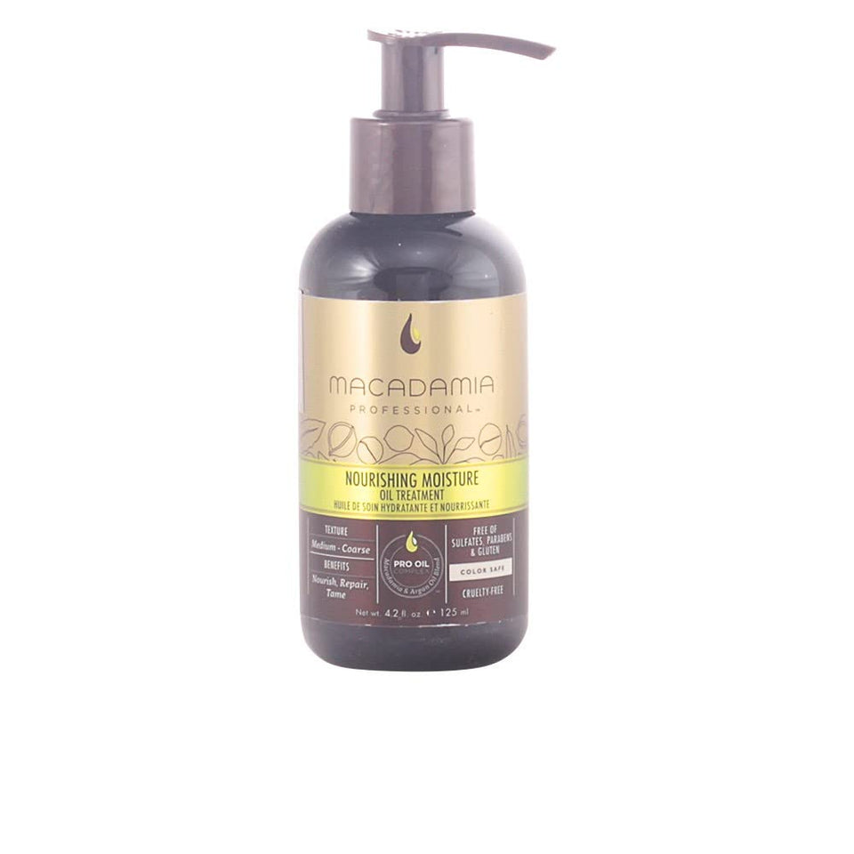 Macadamia Professional Nourishing Repair Oil Treatment bottle pouring for frizz control and color protection