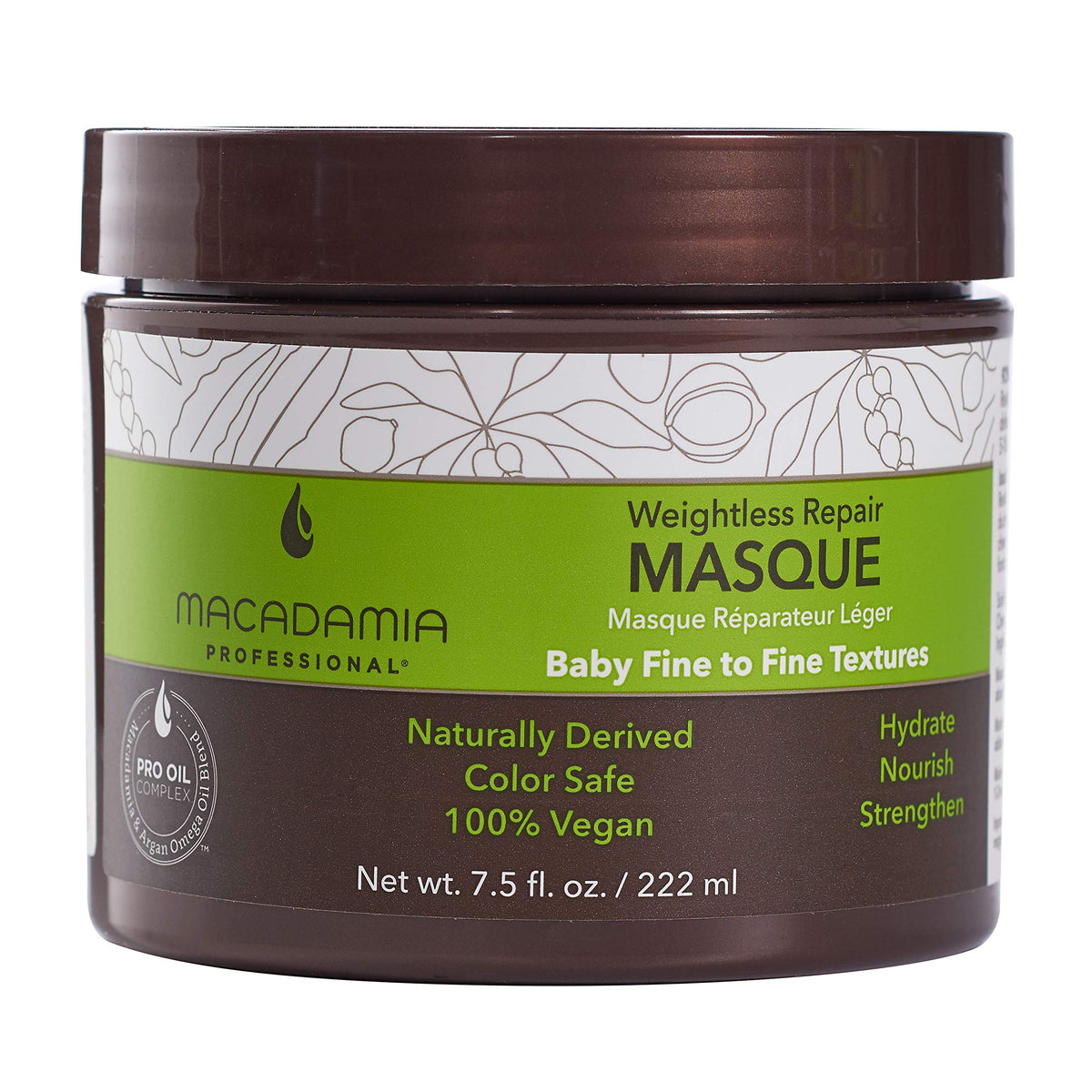 Macadamia Professional Weightless Repair Masque bottle showing lightweight hydration for hair