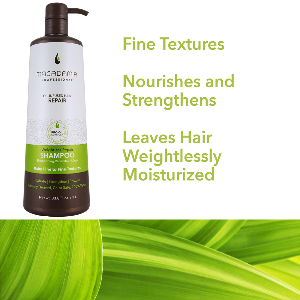Macadamia Professional Weightless Repair Shampoo soft hair after washing.