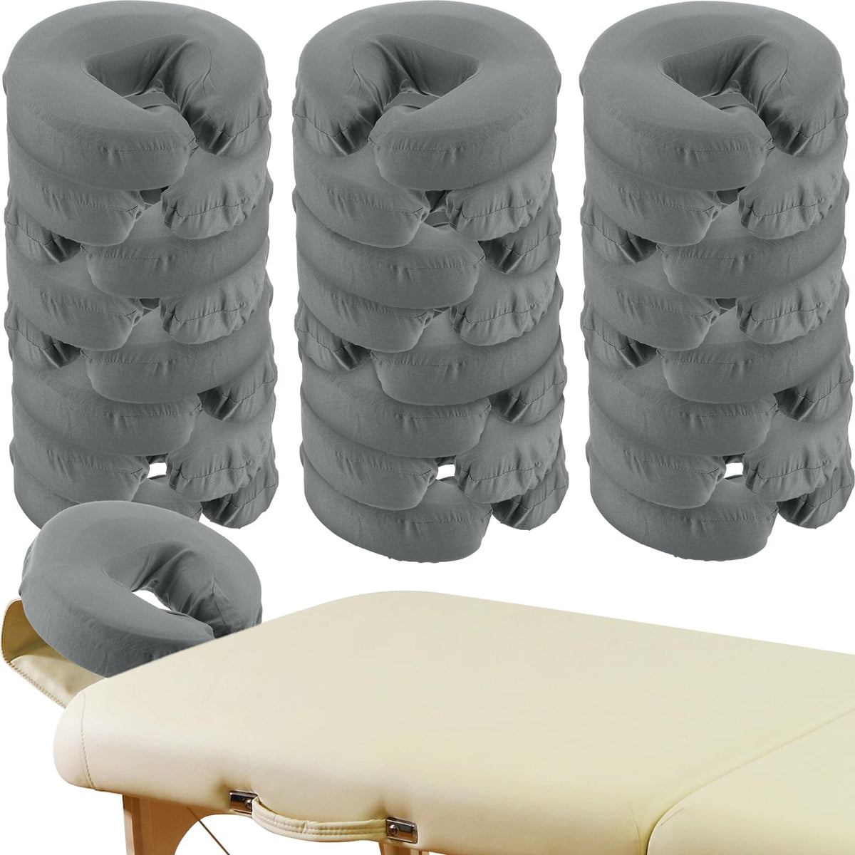 Macarrie face cradle cover gray, keeps client comfort while protecting the pillow.