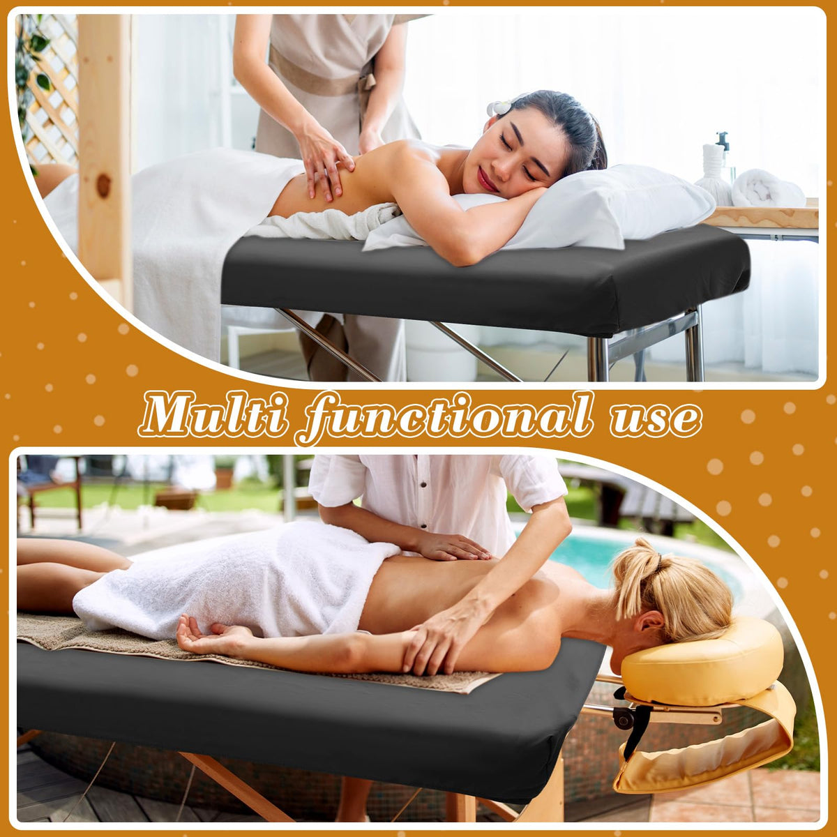 Macarrie black color sheet presents a modern, professional look for spa or salon settings.