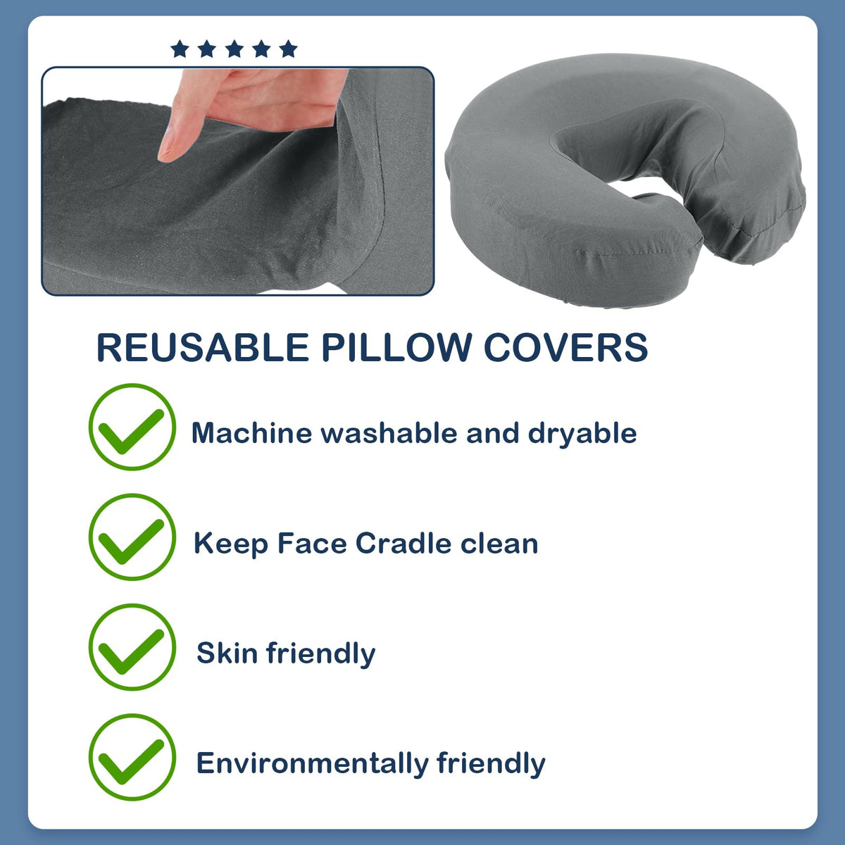 Macarrie spa headrest cover gray suited for beauty salons and at-home treatments.
