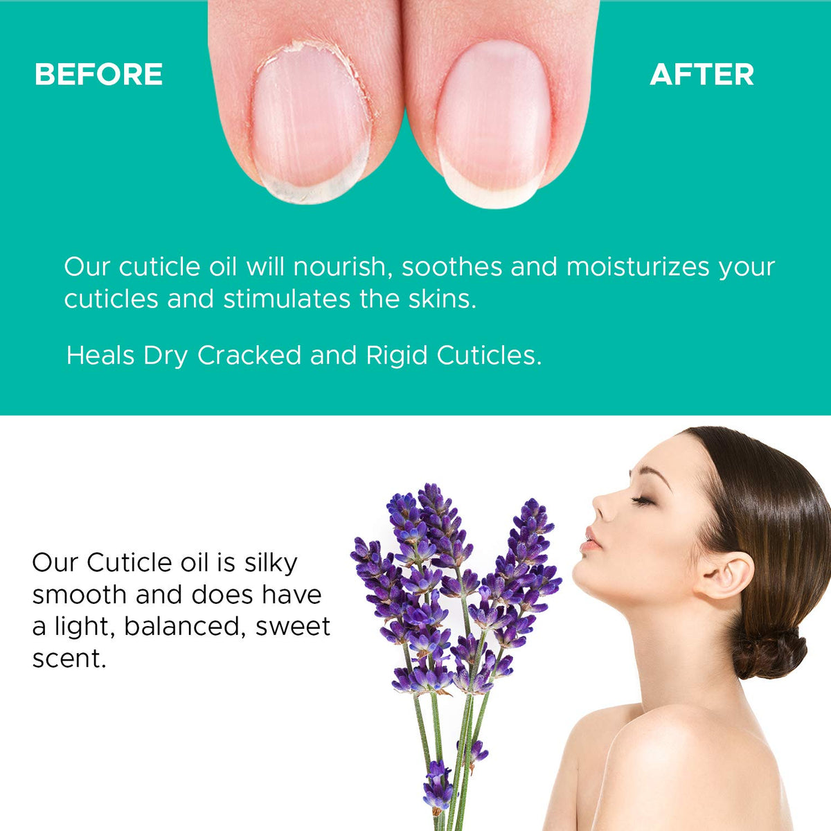 Maccibelle Lavender Cuticle Oil refill label showing calming aroma and hydration