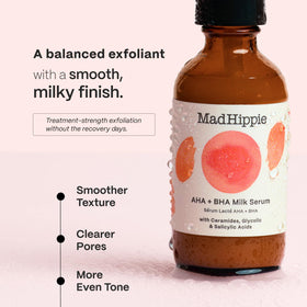 Silky, milky serum texture swirls in the bottle for even application.