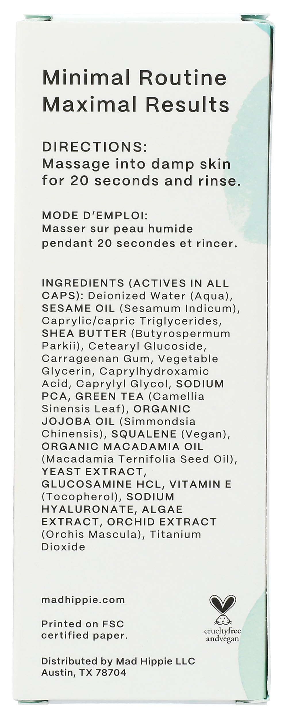 Close-up of Mad Hippie Cleanser bottle showing creamy foam for gentle cleansing.
