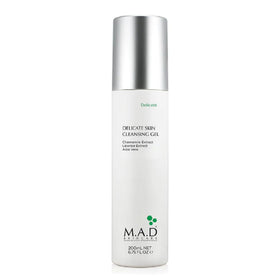 M.A.D Skincare Delicate Skin Cleansing Gel bottle delivers gentle hydration for sensitive skin.