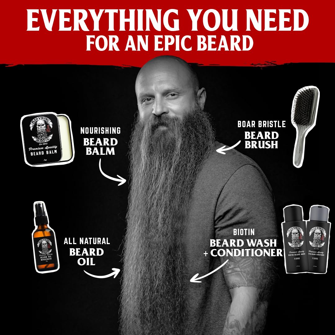 MAD VIKING BEARD CO. Fjord Beard Balm packaging with USA-made badge.