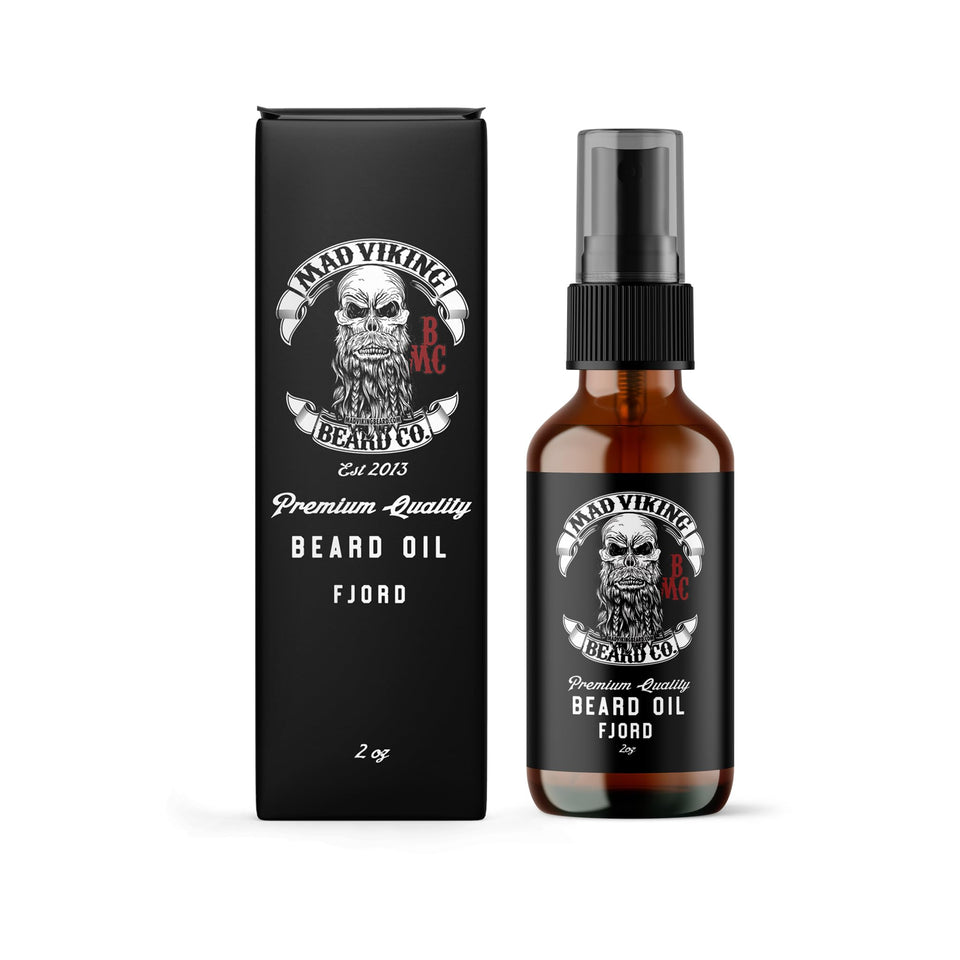 Mad Viking Fjord Beard Oil bottle for easy application and premium beard care