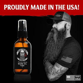 Mad Viking Fjord Beard Oil packaging highlights natural ingredients