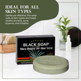 Madina African Black Soap Bar use on face and body for daily refreshment