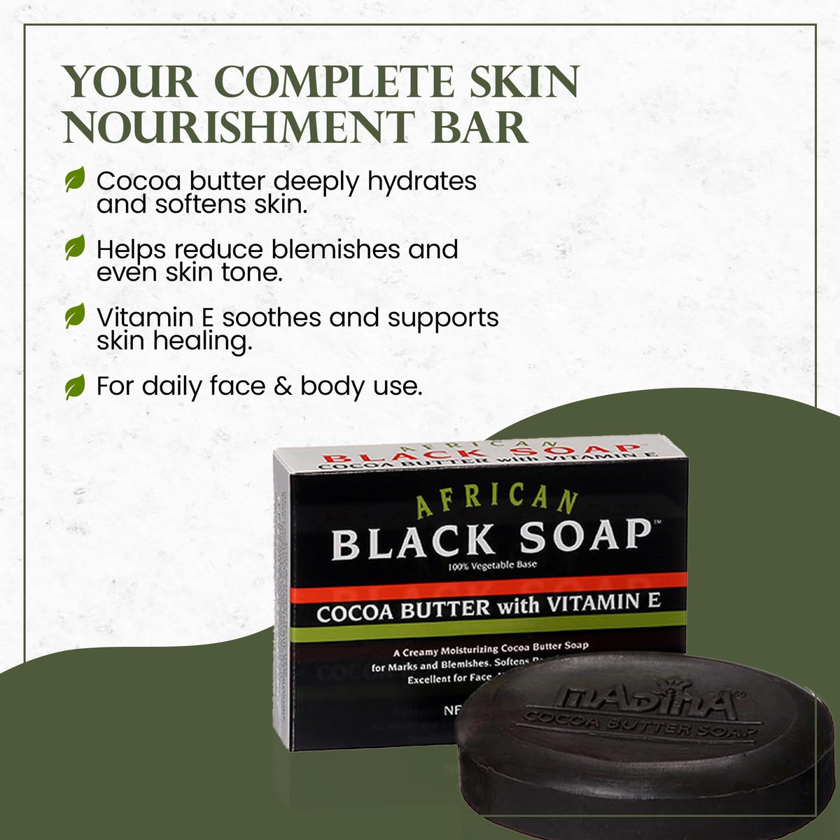 Moisturizing Madina lather nourishes dry patches for a balanced glow