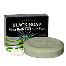Madina African Black Soap Bar six-pack display showing daily cleansing value