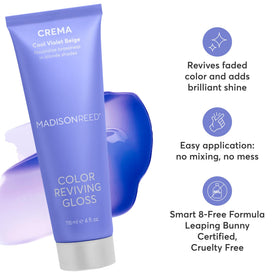 Madison Reed Color Reviving Gloss Crema packaging with gloves highlights easy at-home use.
