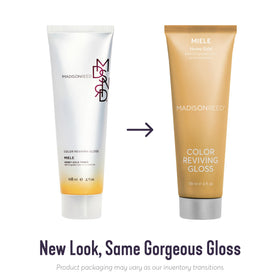 Madison Reed Color Reviving Gloss Miele honey tone swatch adds warmth