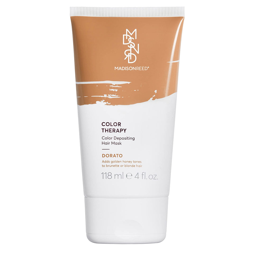 The Madison Reed Color Therapy Dorato Golden Blonde bottle pour shows tone refresh and hydration.