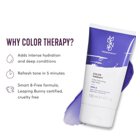Applying Madison Reed Color Therapy Perla Blonde in the shower for easy use