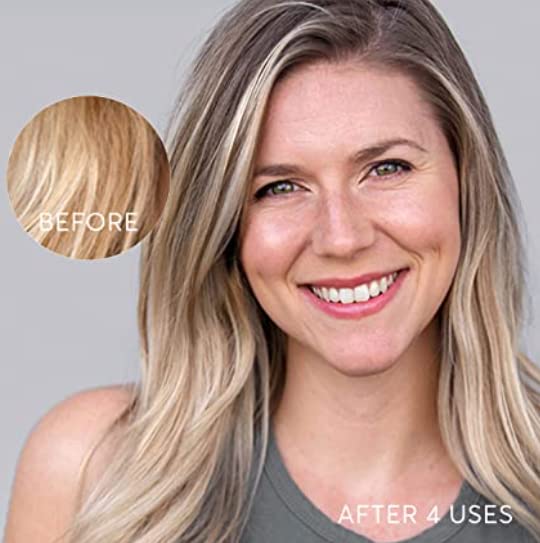 Brunette with highlights gets violet-toning with Perla Blonde shade