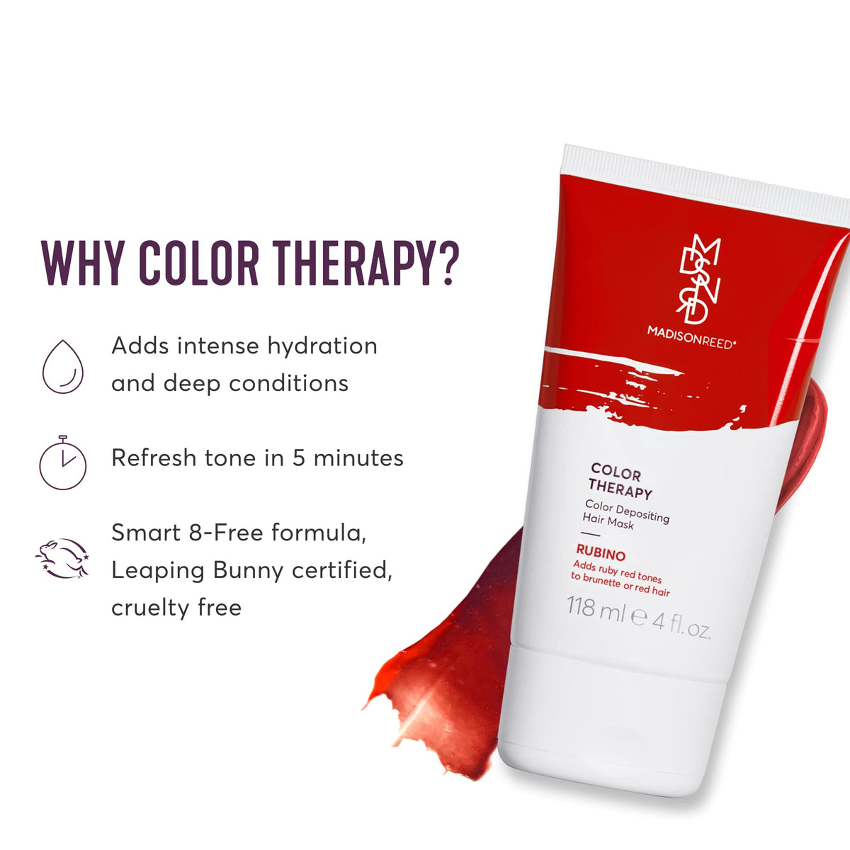 Rubino Red color therapy tube deposits color and hydrates