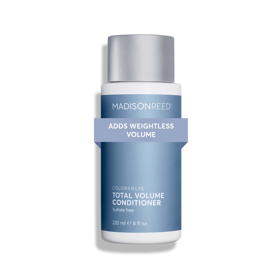 Madison Reed ColorSolve Total Volume Conditioner bottle front showing color-safe volumizing promise.