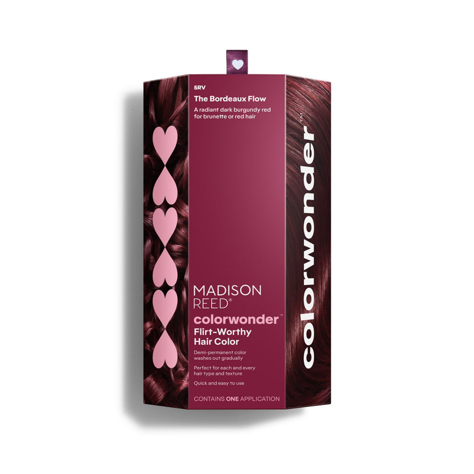 Madison Reed ColorWonder Bordeaux Flow tube delivers vibrant demi-permanent color for bold shade.