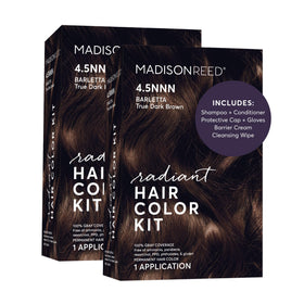 Madison Reed Radiant Color Barletta Brown 4.5NNN packaging showcases at home gray coverage options