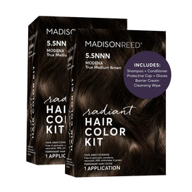 Madison Reed Radiant color kit box front showing all-in-one at-home color for Modena Brown