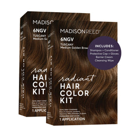 Madison Reed Radiant Color Kit box front in Tuscany Brown for at-home gray blending