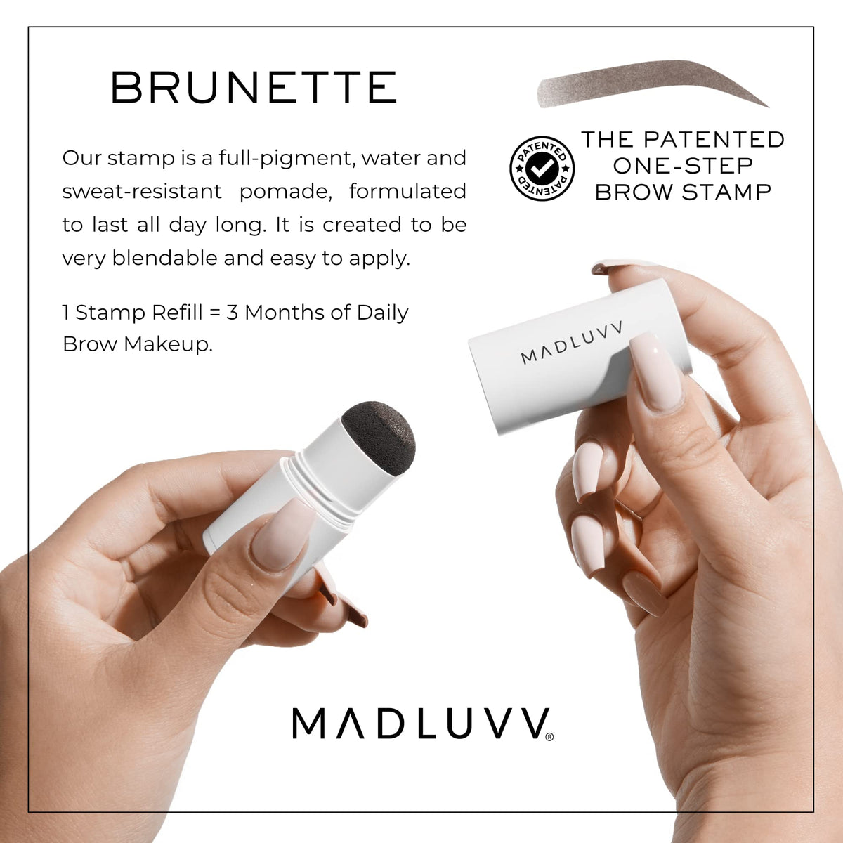 MADLUVV Brow Stamp Refill brow coverage showing natural matte finish.