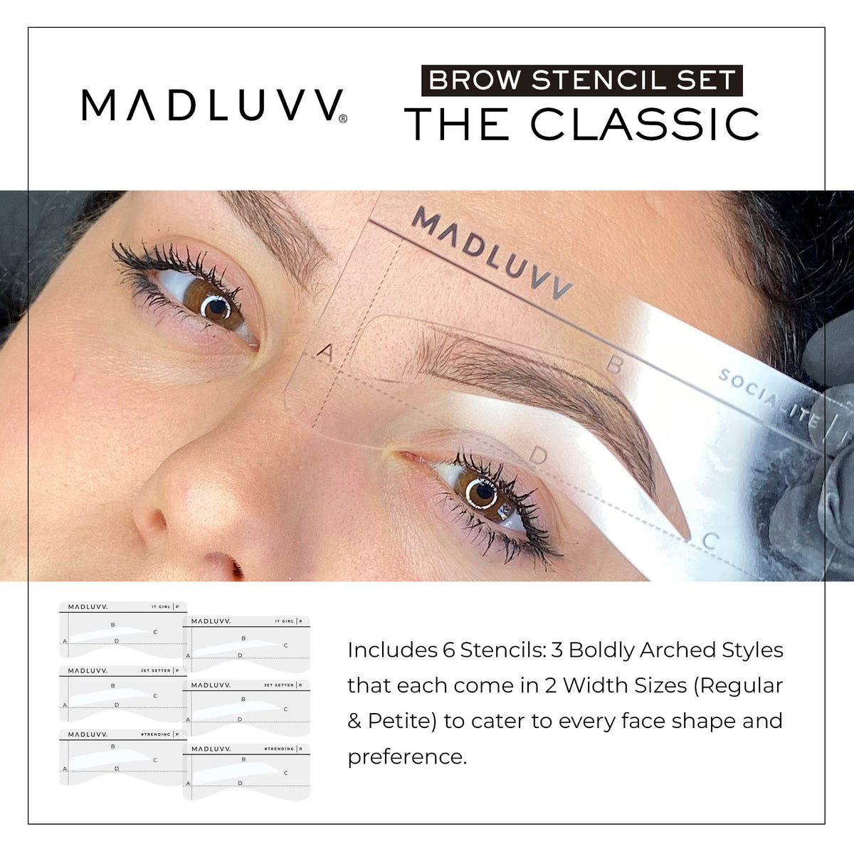 MADLUVV eyebrow stencil First Lady petite for delicate arches on smaller faces.