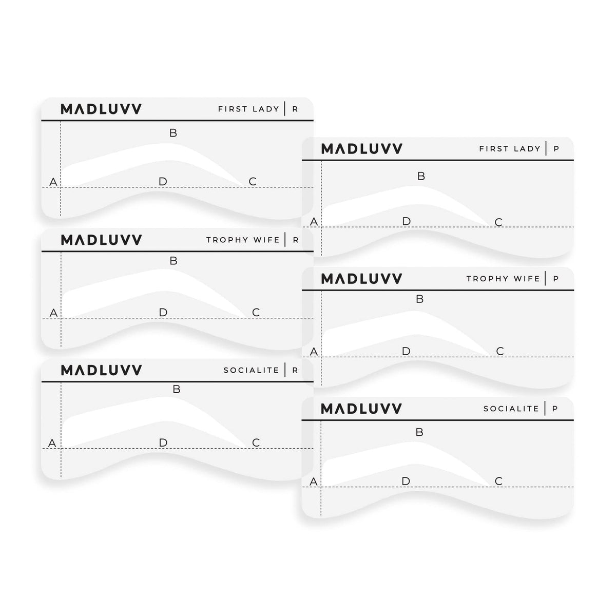 MADLUVV eyebrow stencil First Lady regular for ultra-thin arches and precise brow mapping.