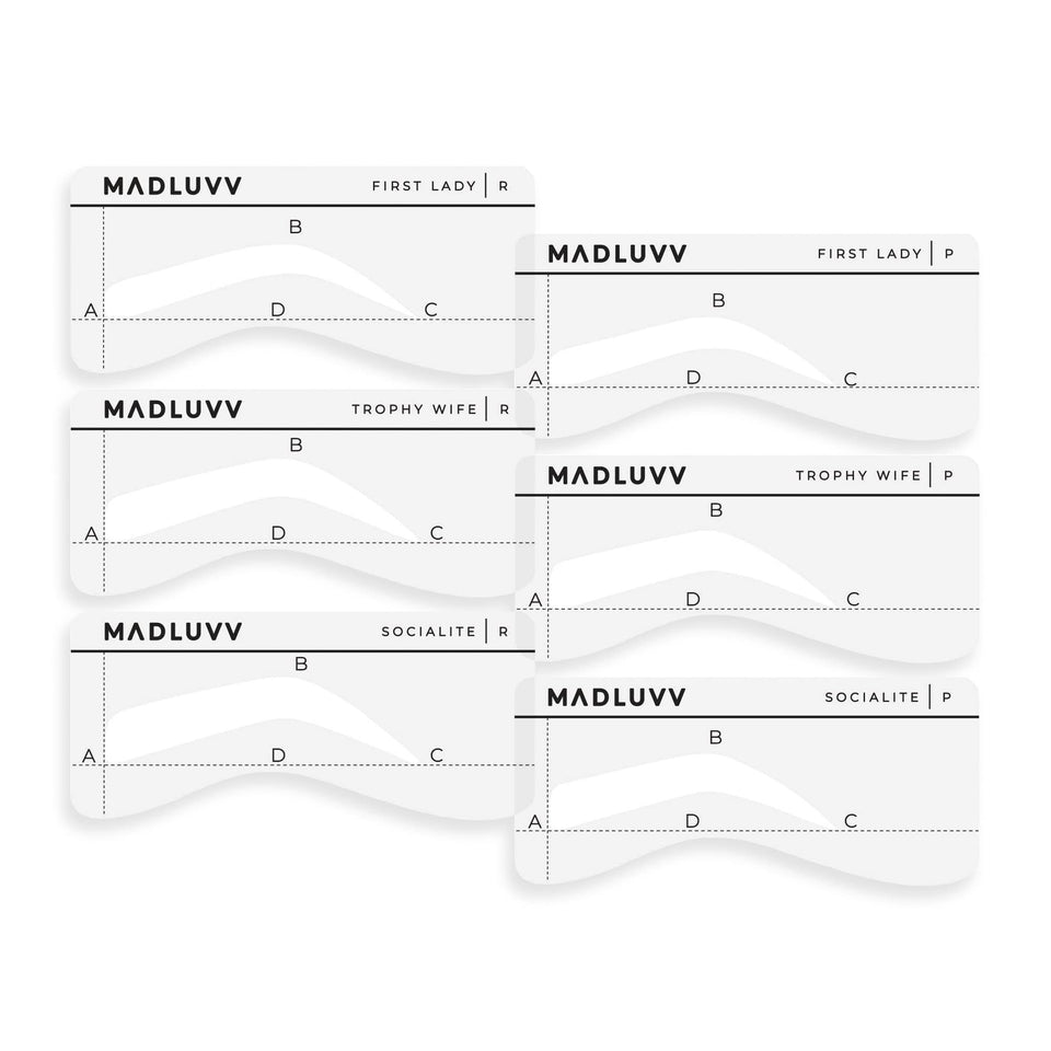MADLUVV eyebrow stencil First Lady regular for ultra-thin arches and precise brow mapping.