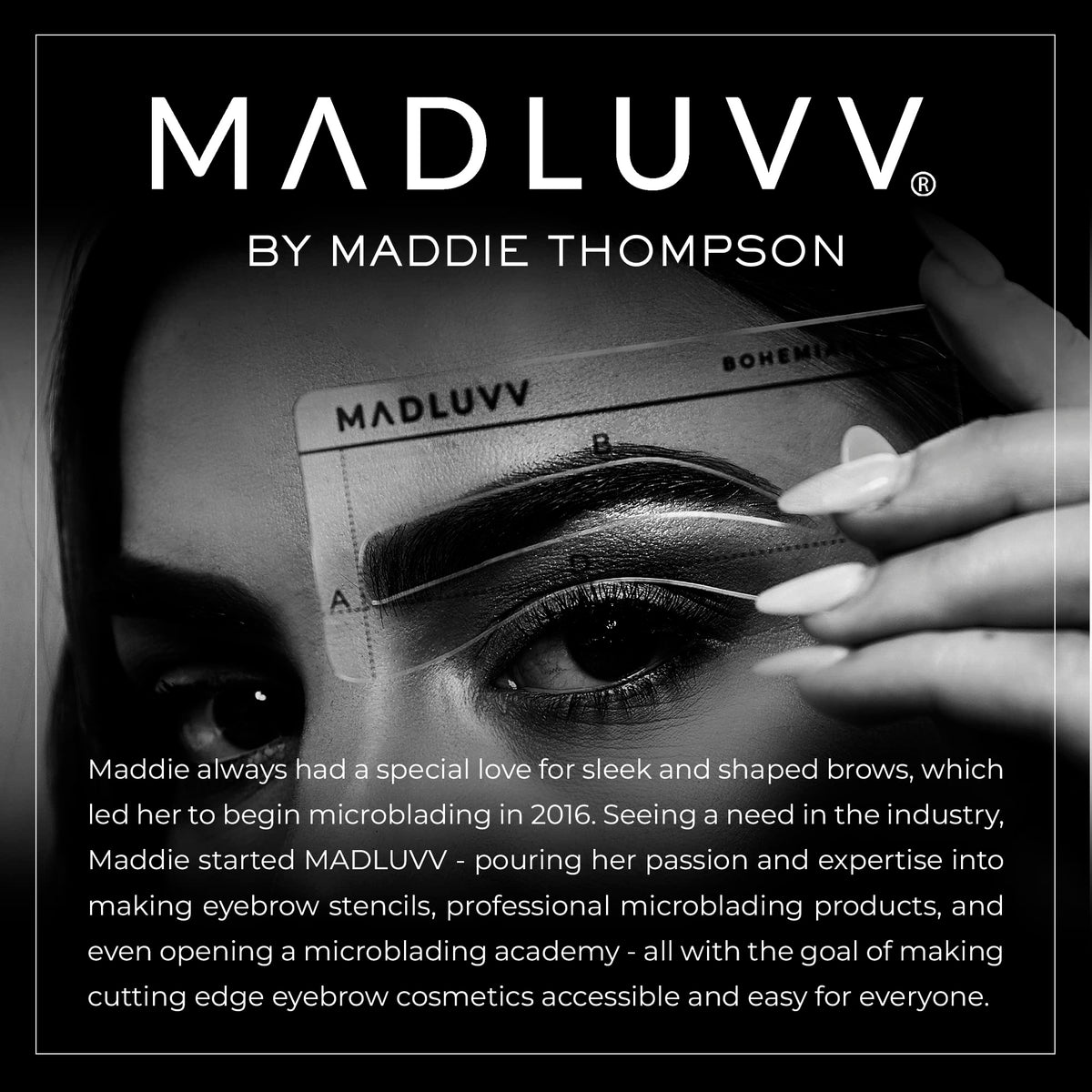 MADLUVV eyebrow stencil Socialite petite for full brows on smaller faces.