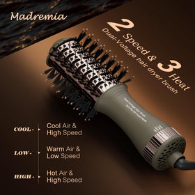 Madremía 4-in-1 styling tool for versatile dry, straighten, curl on the move.