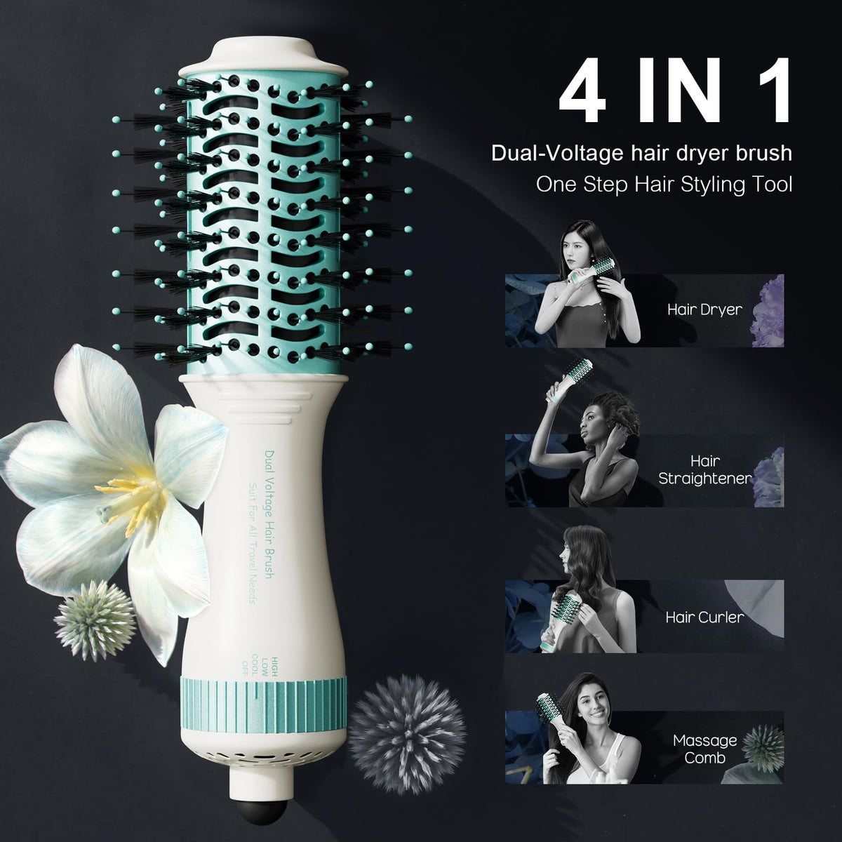 Madremía 4-in-1 styling tool front view, multi-function styling in one device.