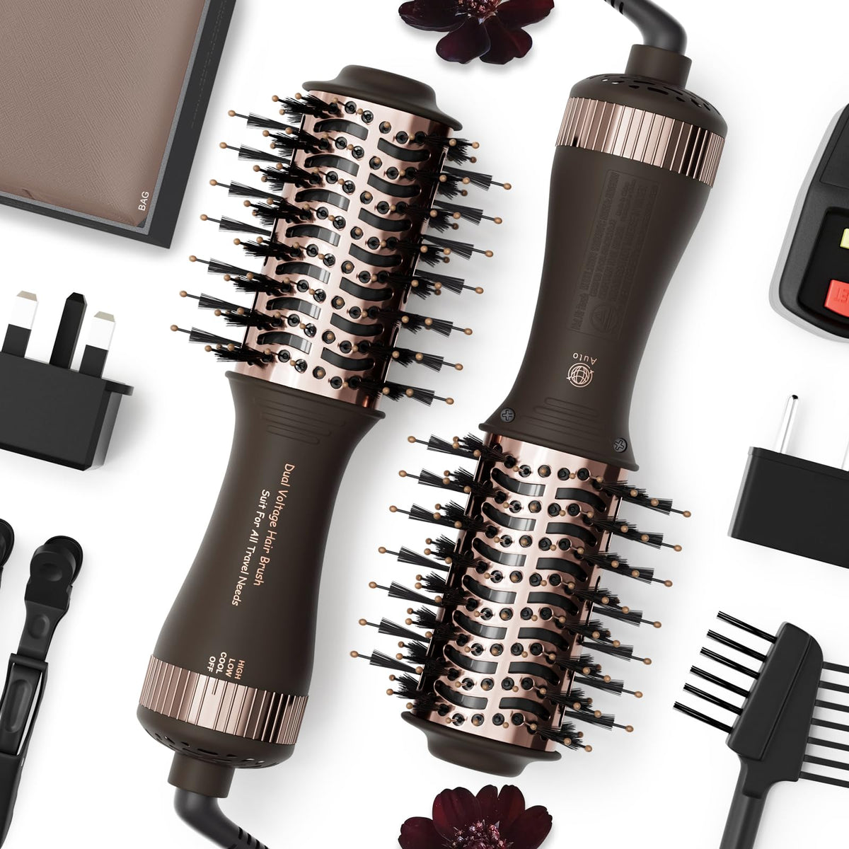 Madremía travel dual voltage hair dryer brush compact design for easy packing