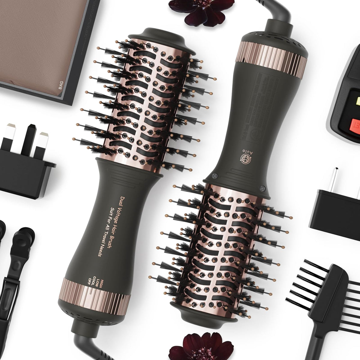 Madremia travel dual voltage hair dryer brush for worldwide use