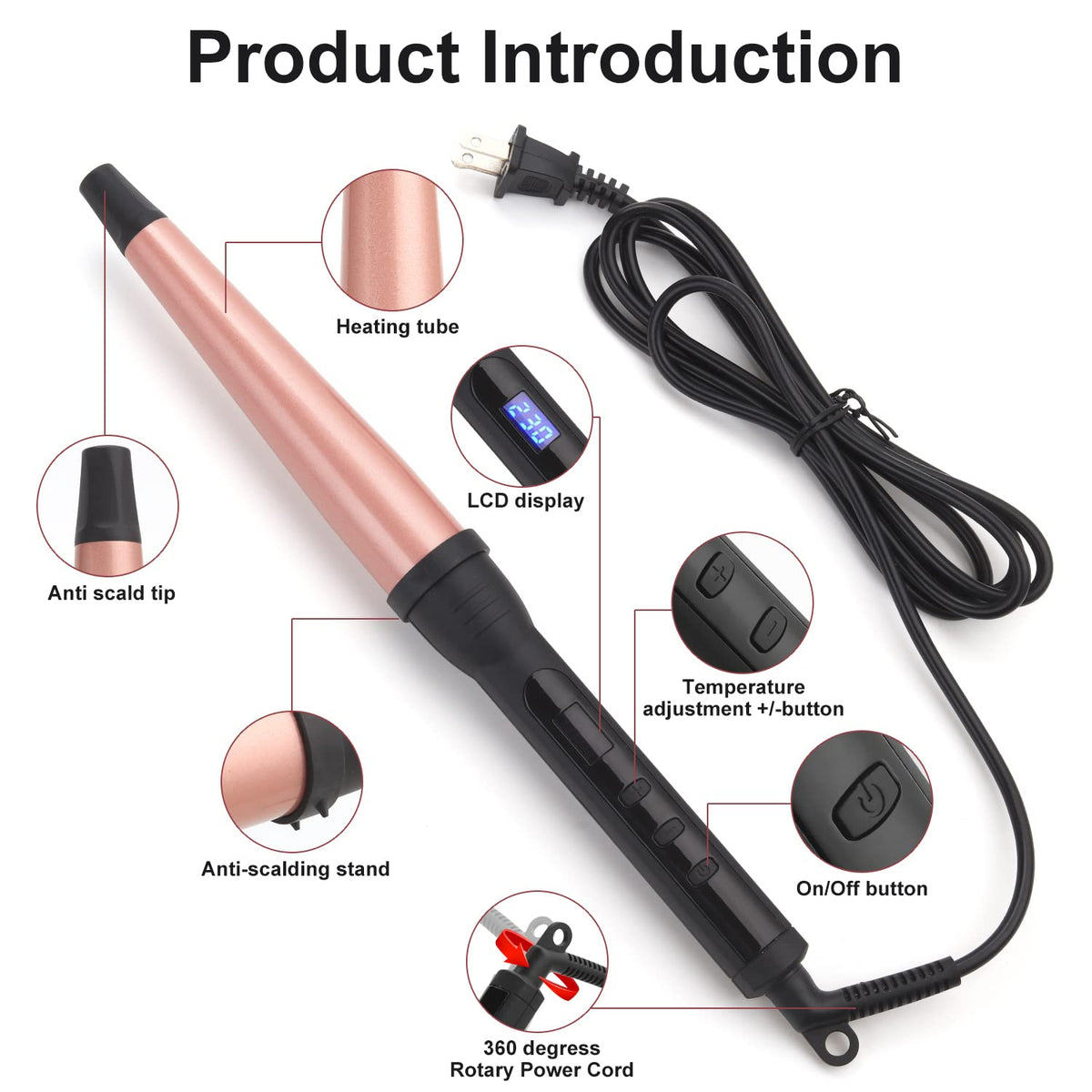 MADURIAO curling wand features 60-minute auto shut-off for safety.