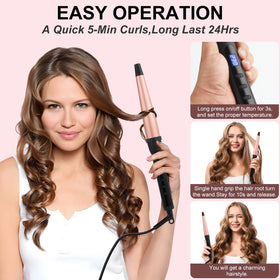 MADURIAO curling wand shows ceramic heat distribution for even styling.