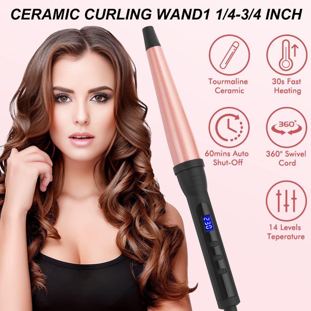 MADURIAO curling wand dual voltage supports international travel.